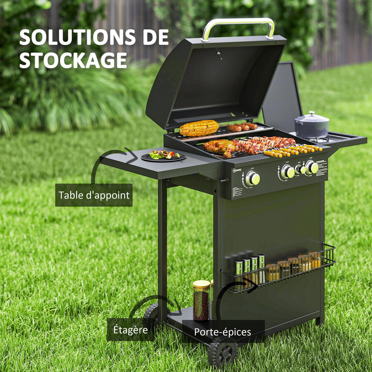 GASGRILL schwarz - Brombeere, Metall (123/98/58cm)