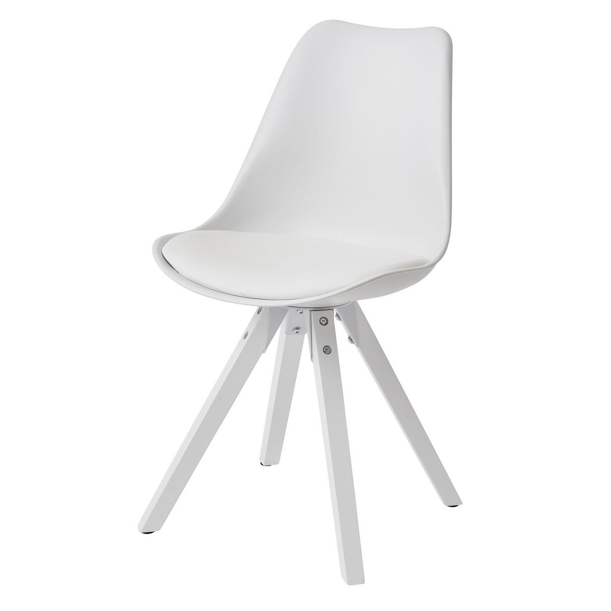 ESSZIMMERSTUHL 2er Set Kunstlederbezug mit Holzgestell Modern gepolstert, Weiß 52x49x87 cm - Weiß, Holz/Kunststoff (52/87/49cm) - KADIMA DESIGN