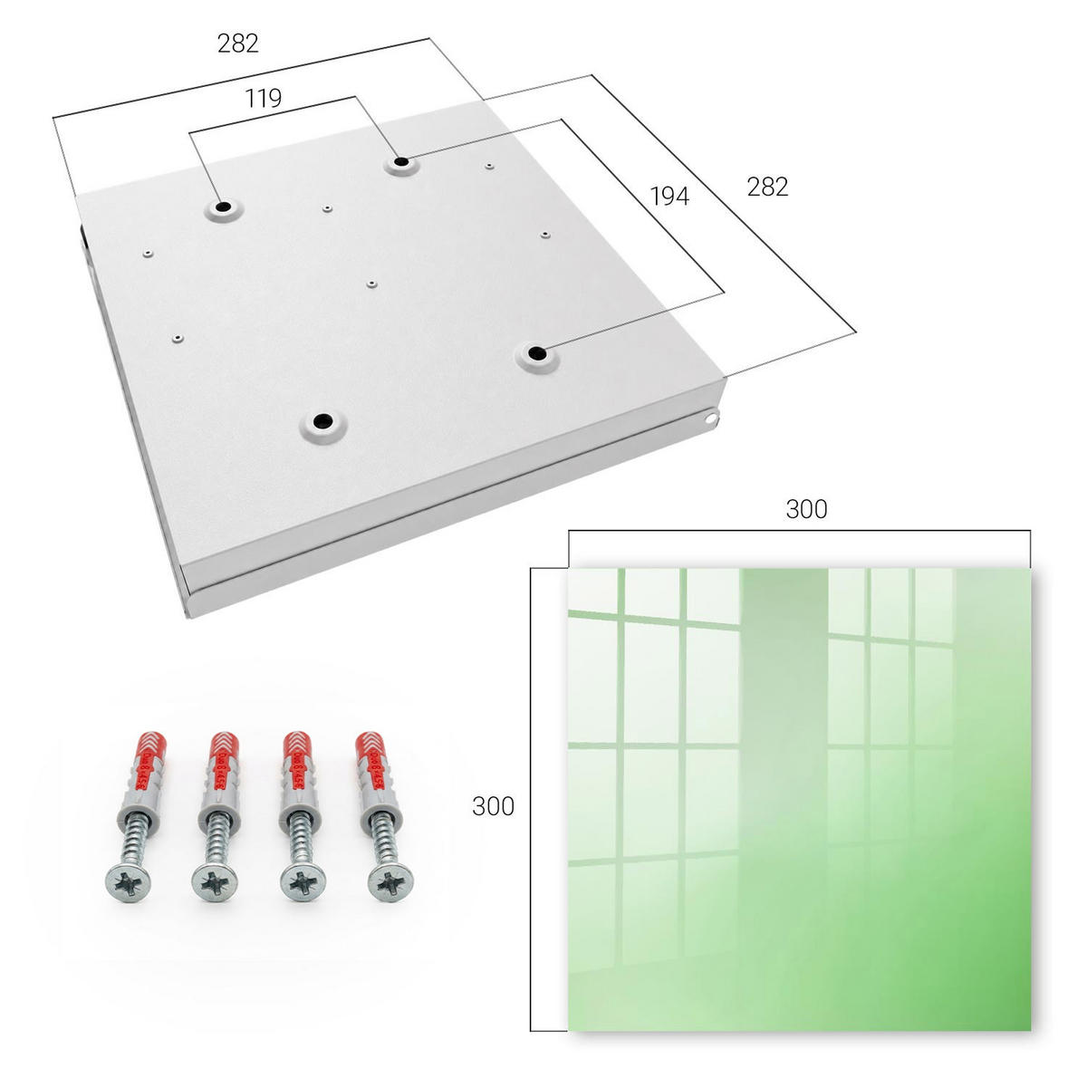 SCHLÜSSELBOX Weiß 30x30 cm – Türöffnung nach rechts - Grüne Harmonie - Grün, Metall (30/30/5cm) - TULUP