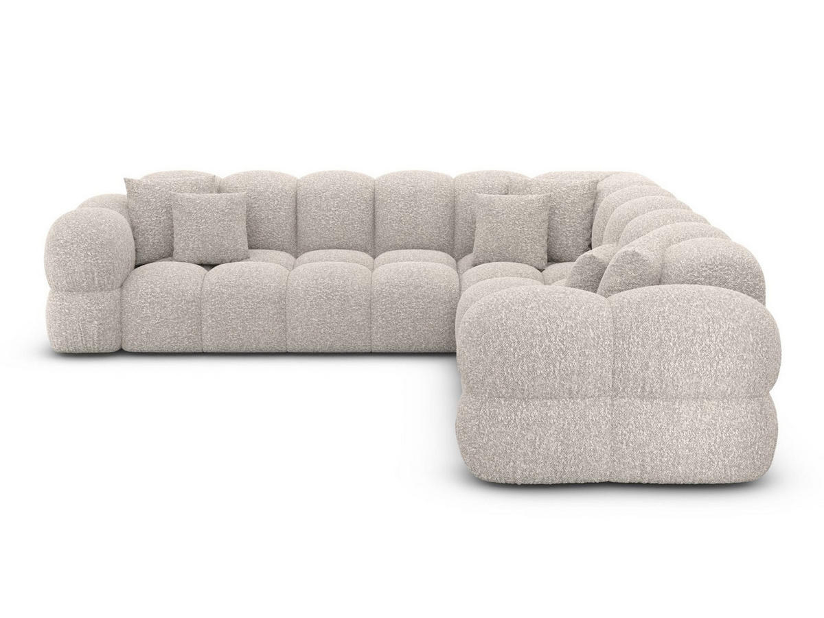 COUCH Monteverde L-Form Pearl Bouclestoff - Perlmutt, Textil (253/253cm)