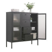 HIGHBOARD PARIS Metall Schwarz mit 4 Schubladen - Schwarz, Metall (35/110/105cm) - Mein-Regal