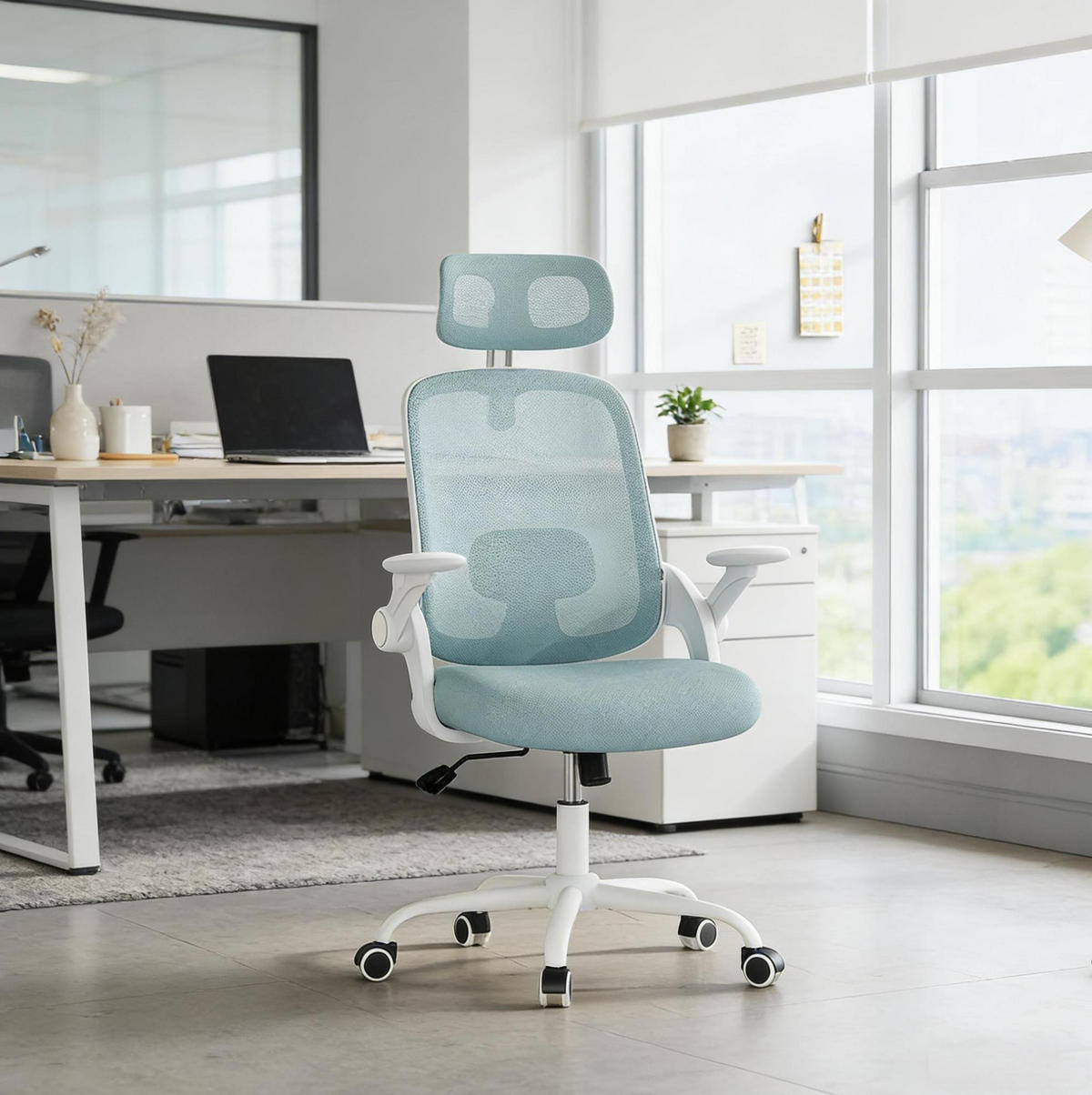 BÜROSTUHL ergonomisch höhenverstellbar Blau - Blau, Metall (47/117.5/63.5cm) - Meubliv