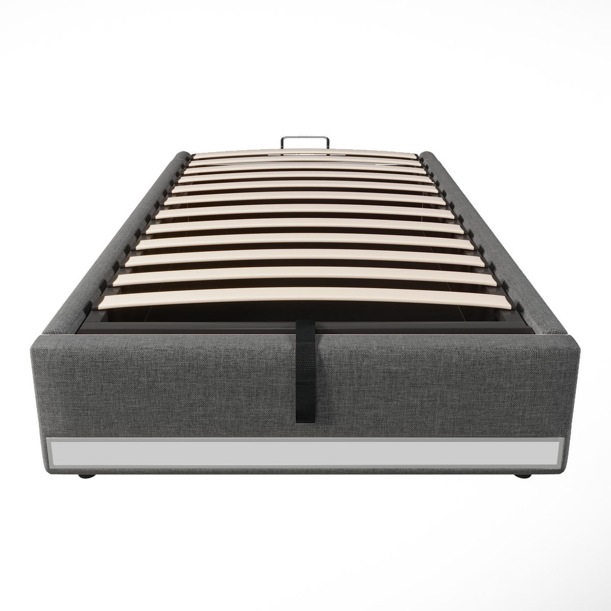 POLSTERBETT 90x200cm Grau LED-Leiste USB-C Hydraulik - Grau, Holz (90/200cm) - FLIEKS