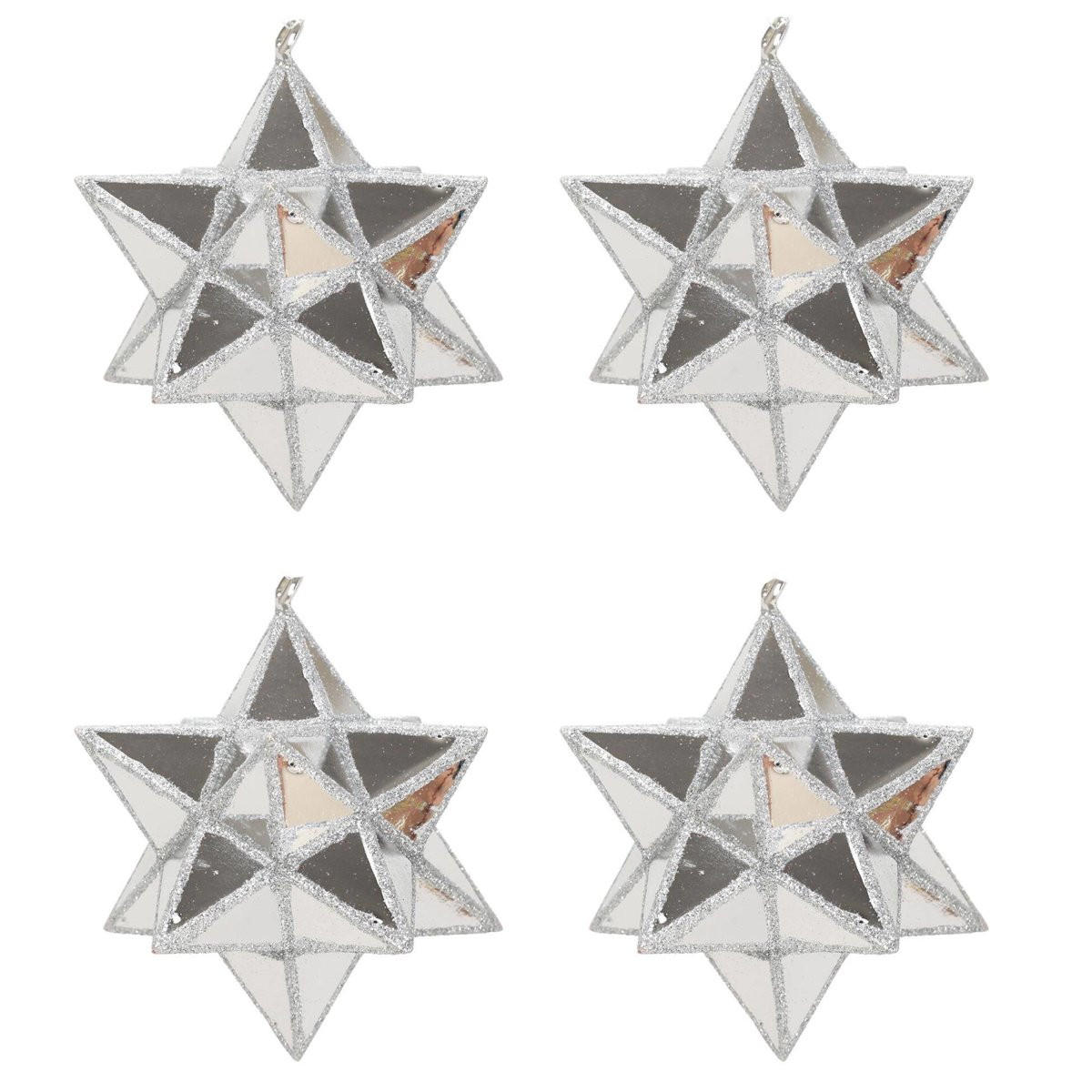 WEIHNACHTSKUGELN Sterne 4er-Set Ø 7,5 cm - Silberfarben, Kunststoff (7.5/7.5/7.5cm)