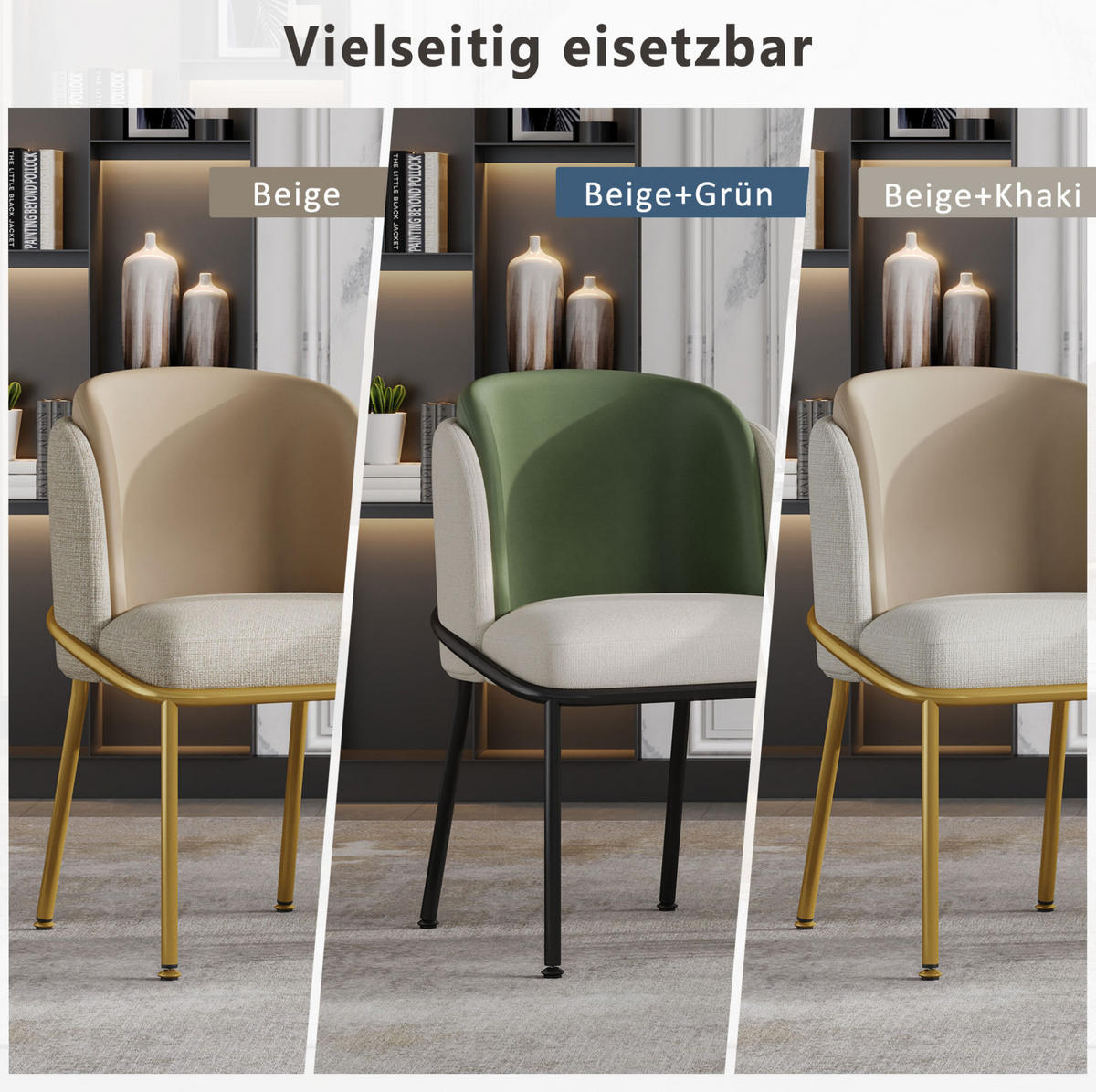 STUHL 4er-Set mit verstellbaren Füßen Sitzfläche 44,5x50,8 cm Beige - Beige, Metall (55/85/55.2cm) - Meubliv