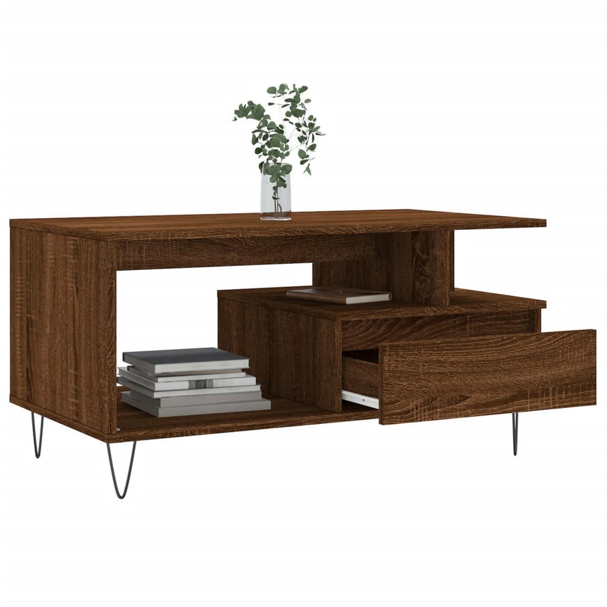 COUCHTISCH Braun Eichen-Optik 90x49x45 cm Holzwerkstoff - Dunkelbraun, Holzwerkstoff (49/90/45cm) - furnicato