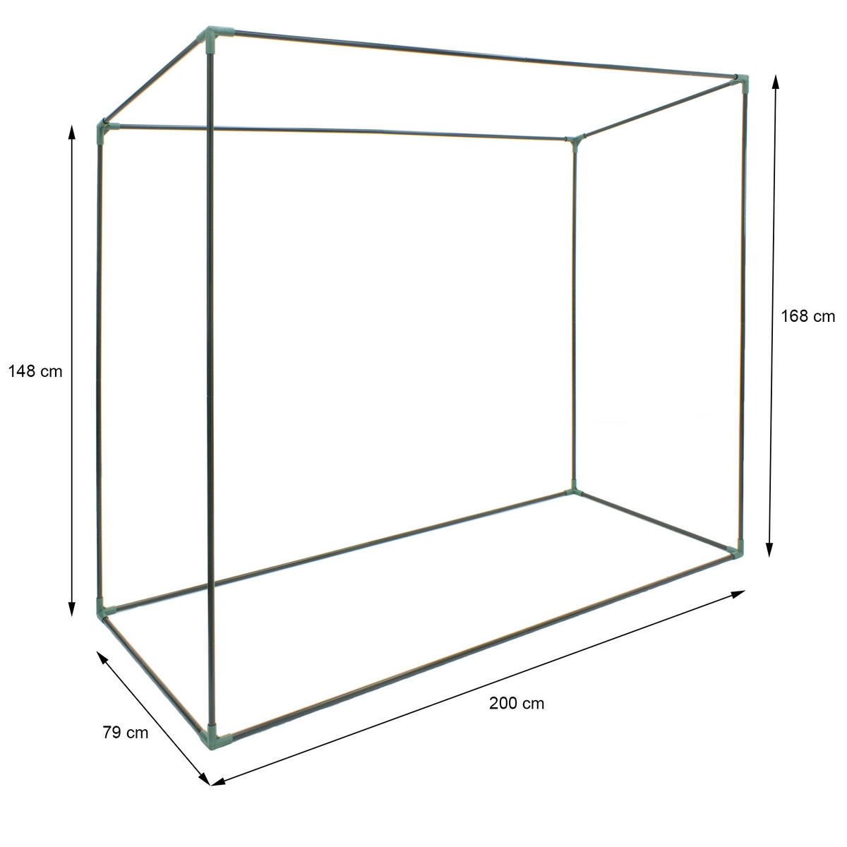 FOLIENGEWÄCHSHAUS 2er Set Grün 200x79x168cm Gitternetzfolie & Stahlrahmen - Dunkelgrün, Metall (79/168/200cm) - ECD-Germany