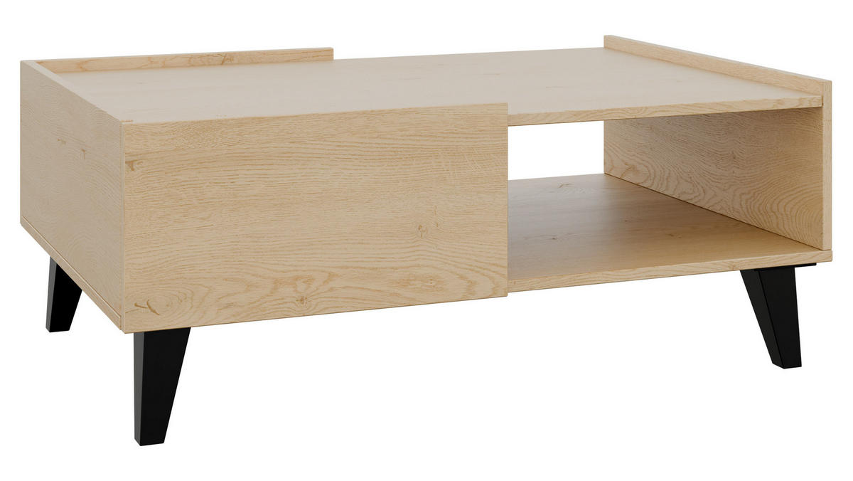 COUCHTISCH Vurkizo 1SZ - Eichefarben/Schwarz, Holzwerkstoff/Kunststoff (70/100/40cm) - MIRJAN24
