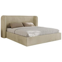 POLSTERBETT EMORA CLASSIC 160/200 - Beige Velvet - Multipocket-Matratze - Beige, Textil (160/200cm) - MKS