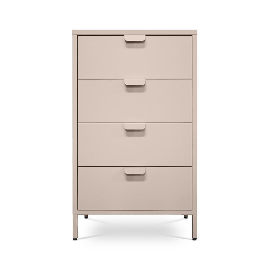 KOMMODE im Industrial-Design aus Metall B.60cm 4 Schubladen Beige - Thea - Beige, Metall (60/101/38cm) - Sicaan