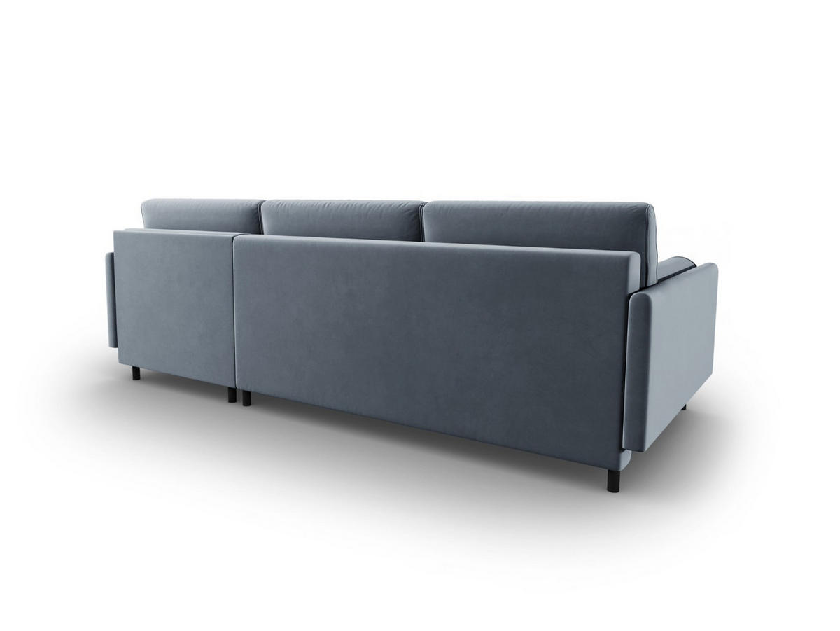 AUSKLAPPBARES-ECKSOFA rechts mit Container Scott aus Samt hellblau 5 Sitzplätze - Hellblau, Textil (142/212cm) - Micadoni