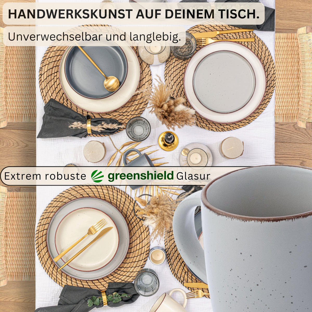 KAFFEEBECHER BOMBAY MOONLIGHT - 4 teilig aus Steingut - Hellgrau/Weiß, Stein (0.8L) - Sänger