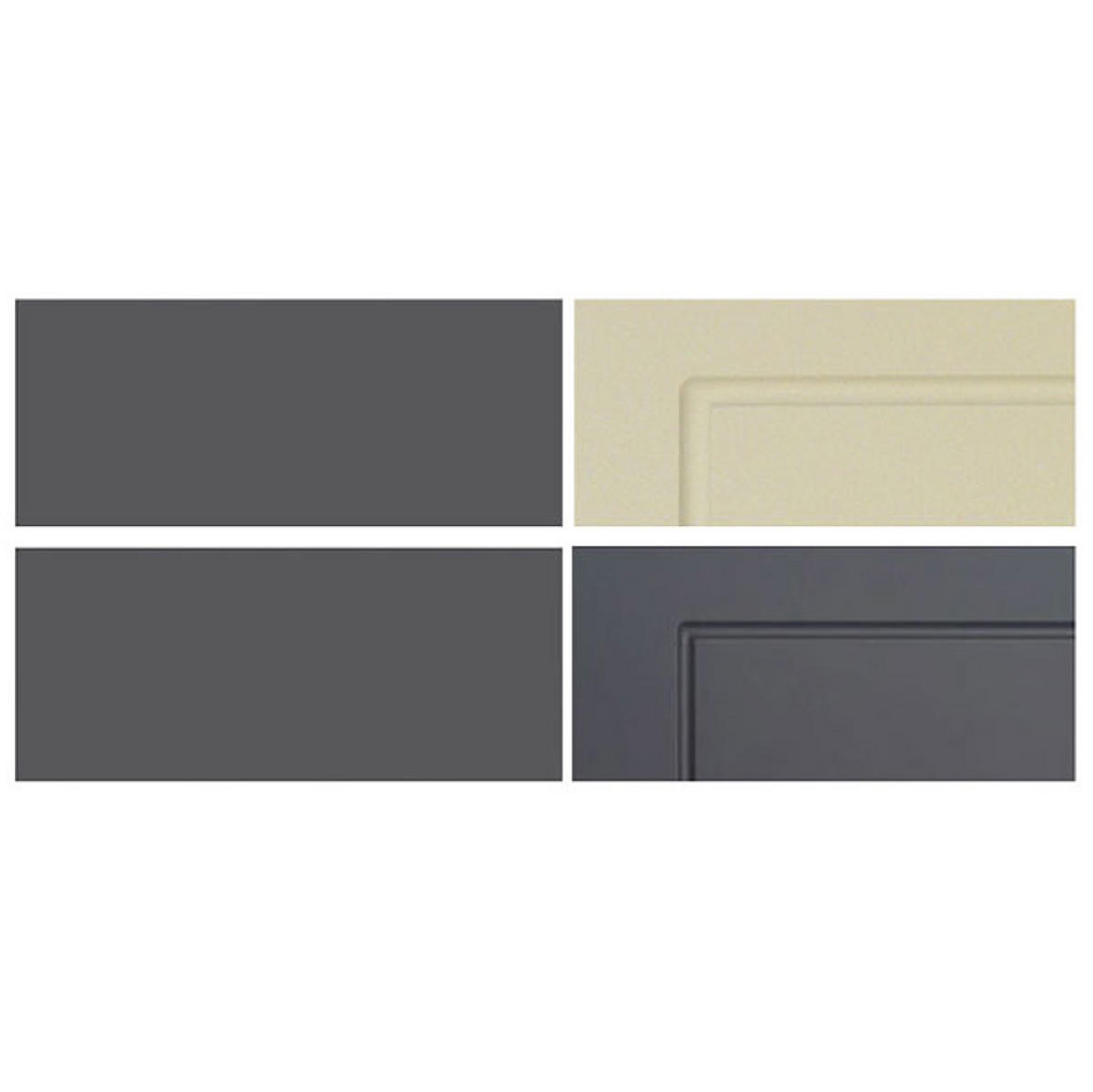 WINKELKÜCHE Kvantum lava / vanille matt & graphit matt 385 / 253 / 207cm 14-teilig - Creme/Grau, Holzwerkstoff/Metall (385/207/253cm) - Feldmann-Wohnen