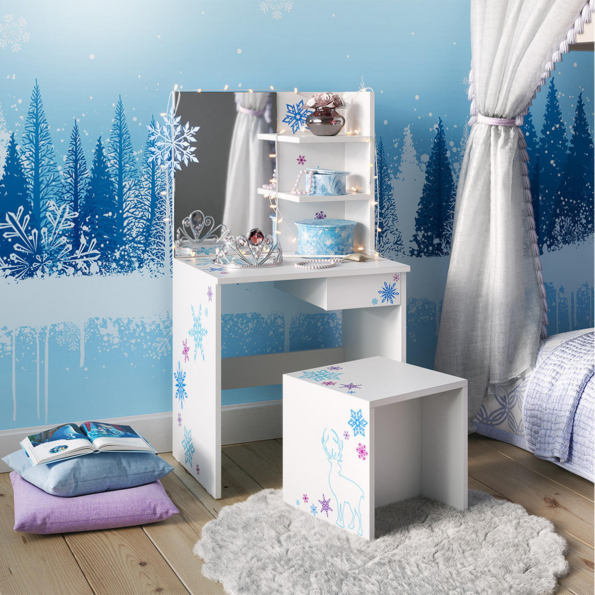 DĚTSKÝ TOALETNÍ STŮL Schneeflocke Bílá - bílá, kompozitní dřevo (54.8/103/40cm) - Vicco