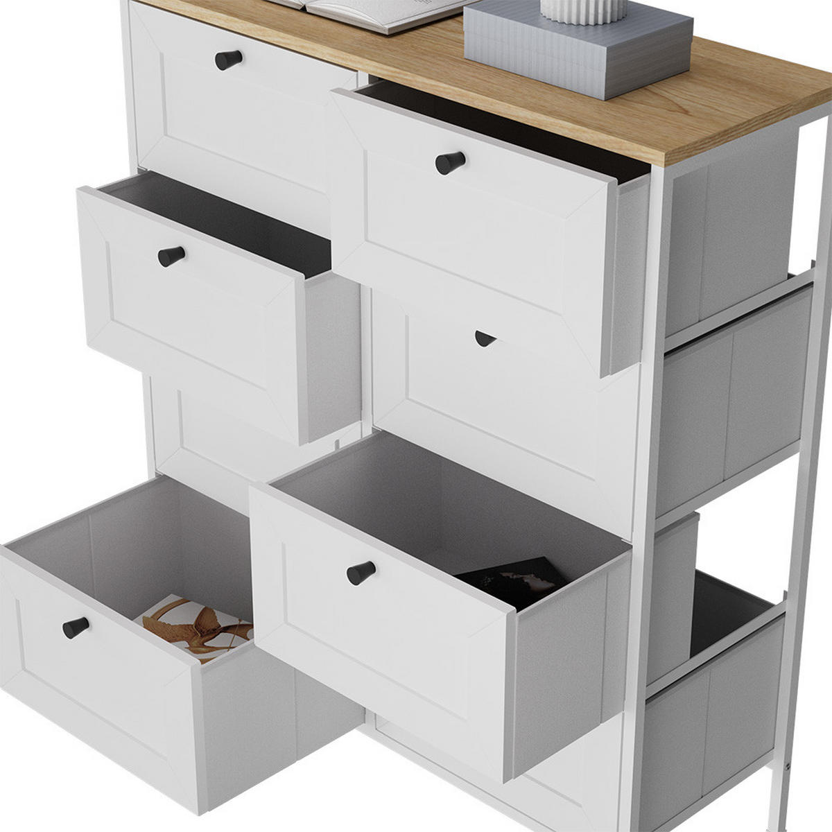 KOMMODE Belaro Weiß 80 x 95 cm mit 8 Schubladen - Weiß, Holzwerkstoff (80/95/30cm) - Vicco