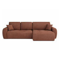 ECKSOFA Mit Schlaffunktion Und Bettkasten L-Form Ivo L, Veloursstoff Salvador, Dunkelbraun, Rechts - Dunkelbraun, Holz (250/142cm) - Kaiser Möbel