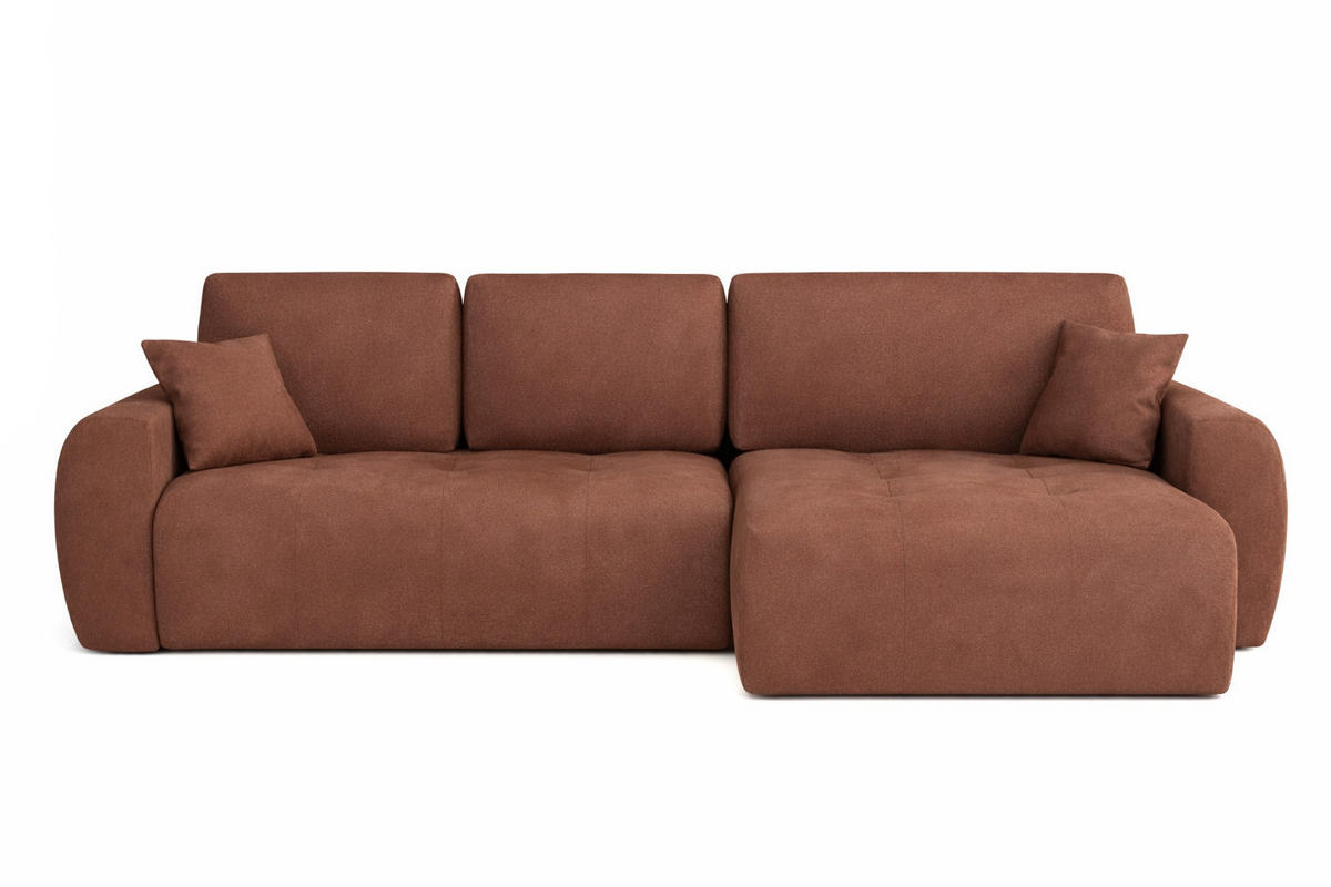ECKSOFA Mit Schlaffunktion Und Bettkasten L-Form Ivo L, Veloursstoff Salvador, Dunkelbraun, Rechts - Dunkelbraun, Holz (250/142cm) - Kaiser Möbel