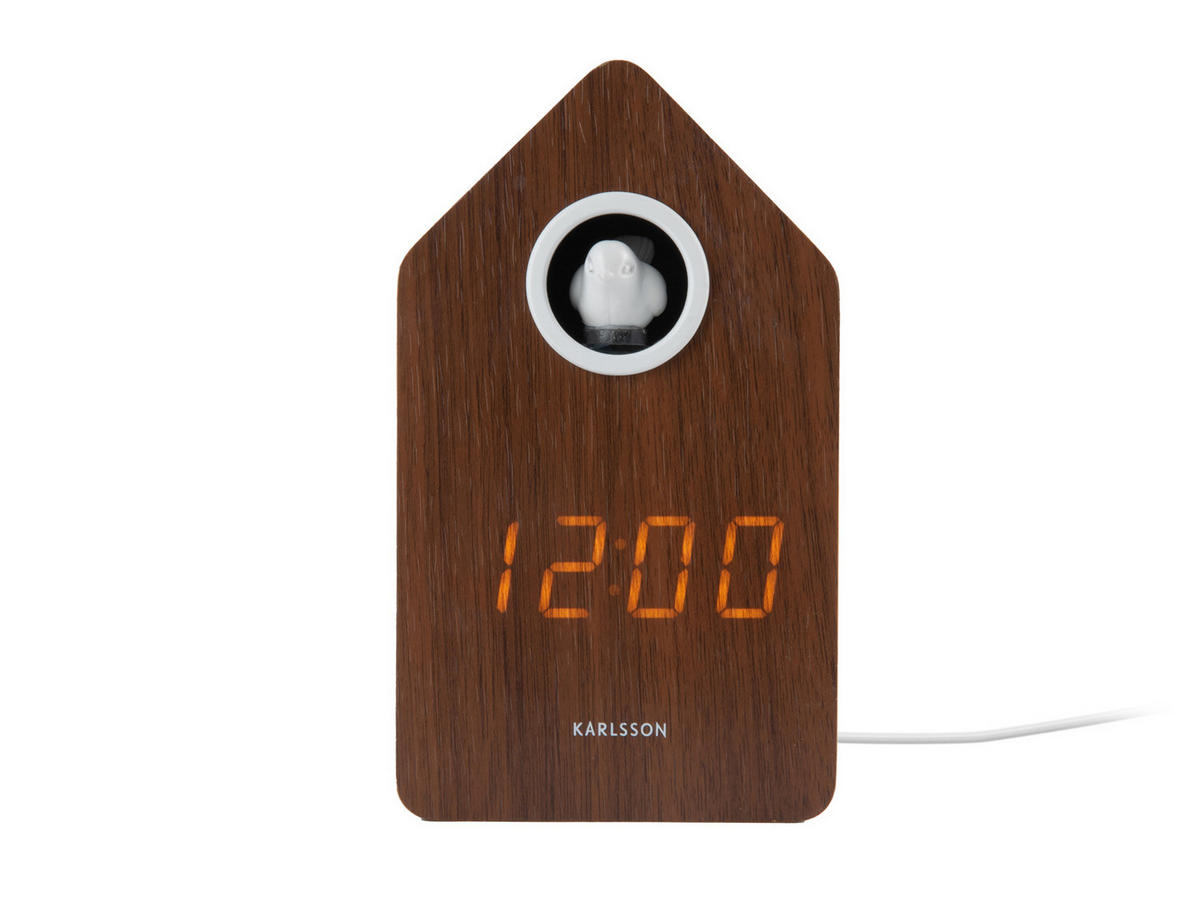 WECKER Cuckoo LED Dark wood veneer 9/6/15 cm - Braun, Holz (6/15/9cm) - Karlsson