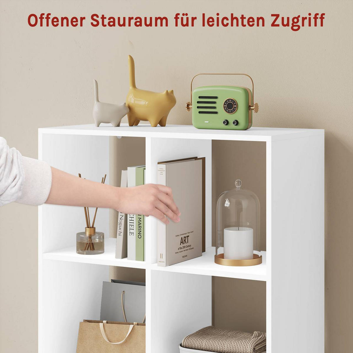 REGALE Bücherregal mit 6 Würfeln, 60x89,5x29 cm, Weiß - Weiß, Holzwerkstoff/Kunststoff (60/89.5/29cm) - Woltu