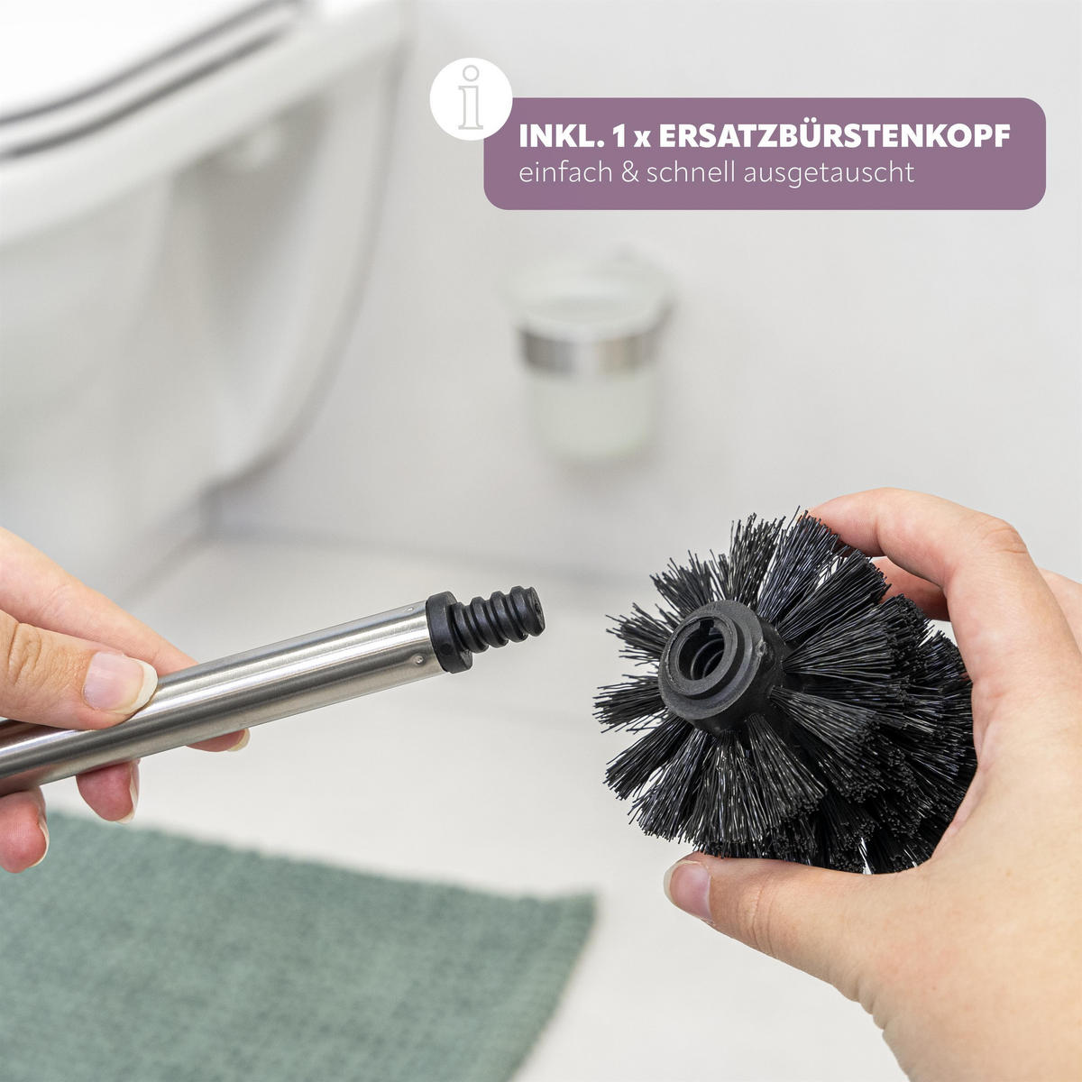 WC-GARNITUR PIAZZA, Edelstahl, matt - Edelstahlfarben, Metall (11.5/35/14.5cm) - bremermann