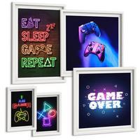 BILDER SET 5er Set - 50x50 cm & 20x30 cm & 40x60 cm Weißer Rahmen - Gamepads, Spielersymbol-Untertitel - Weiß, Kunststoff (40/60cm) - TULUP