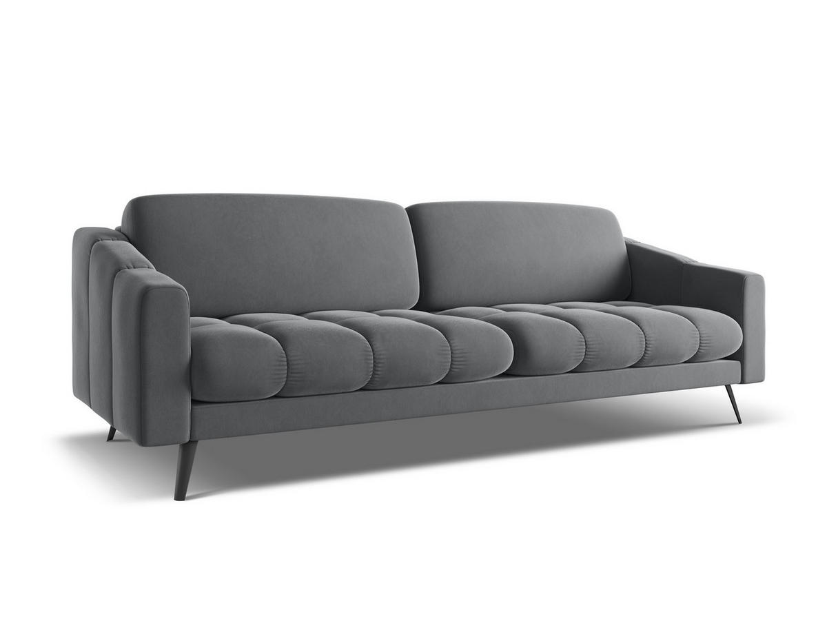 4-SITZER-SOFA Samt Stoff Grau - Dunkelgrau/Schwarz, Textil/Metall (238/80/95cm) - Makamii