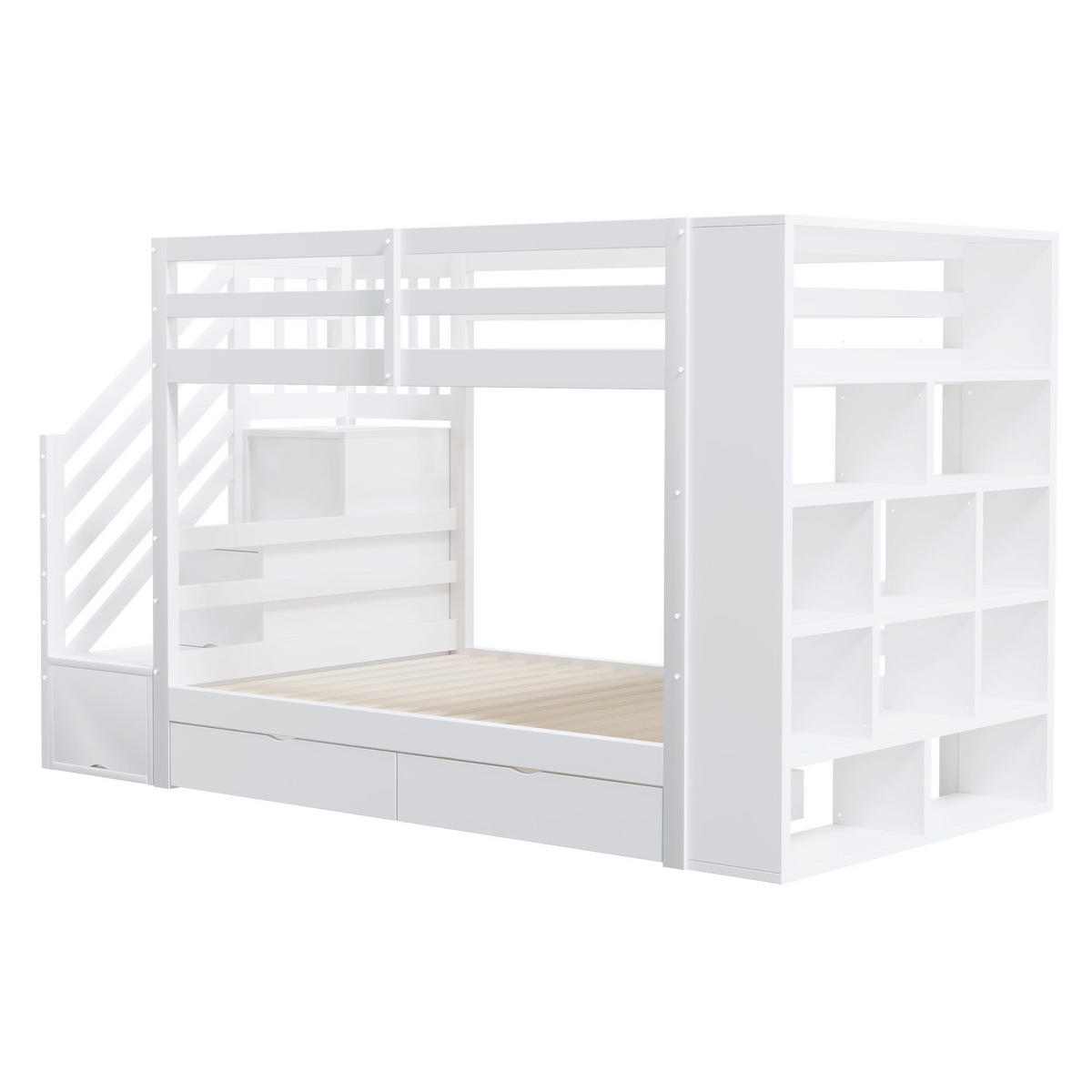 BETT Etagenbett 90x200 Weiß/Grau - Weiß, Holz (90/200cm) - ComfortXL