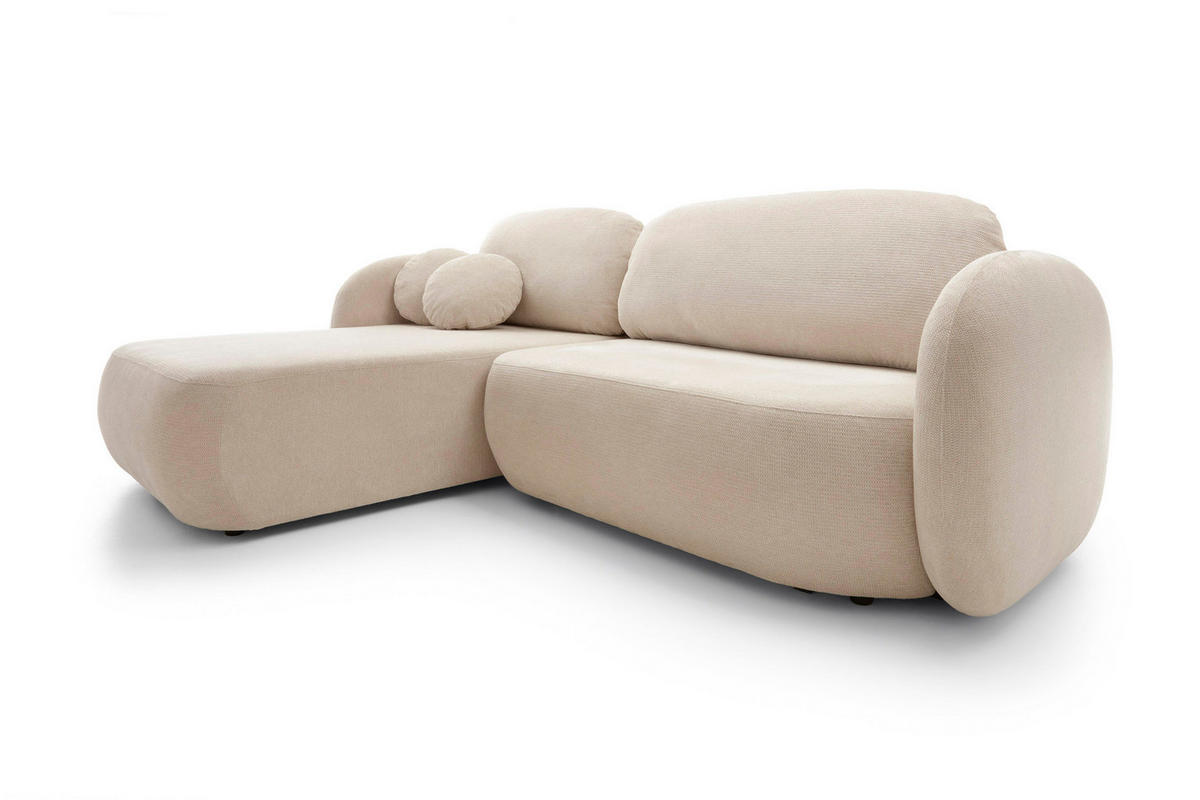 ECKSOFA OLIO L-Form Schlaffunktion mit Bettkasten, lose Rückenkissen, freistehend, LINKS 174x248 cm Beige - Beige, Holz/Textil (174/248cm) - DomoHome