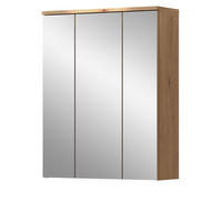 SPIEGELSCHRANK Eiche Artisan 60 x 77 cm, Badschrank 3-türig - Schwarz/Eiche Artisan, Glas/Holzwerkstoff (60/77/22cm) - Inn.Furn