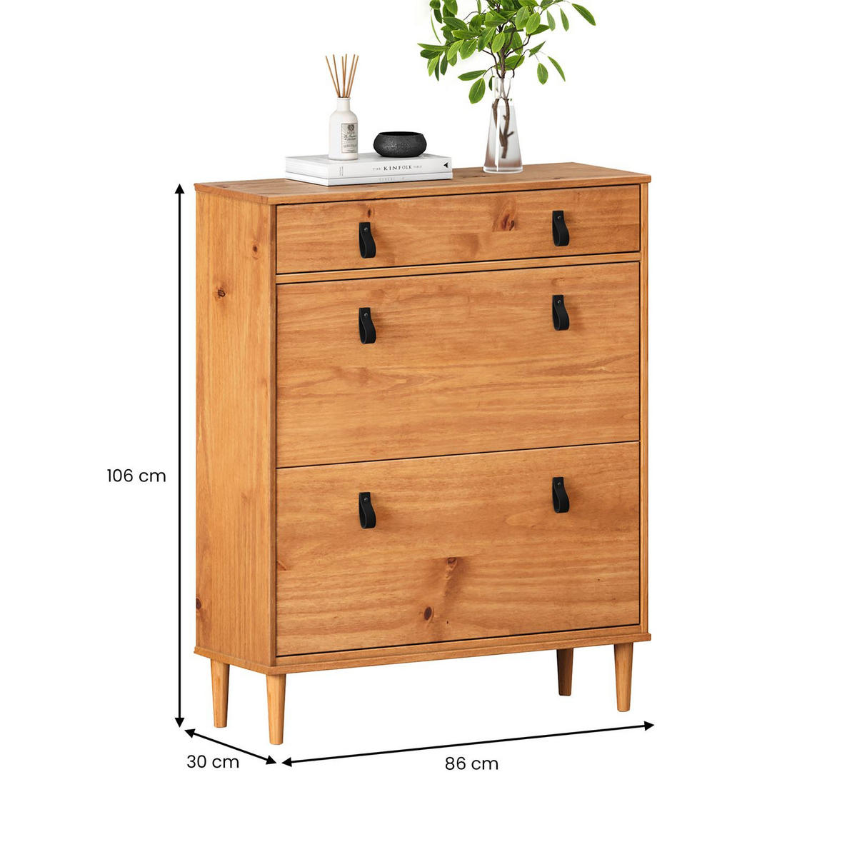 SCHUHKIPPER MIKKA Eiche - Eichefarben, Holz (86/105/30cm) - IDIMEX