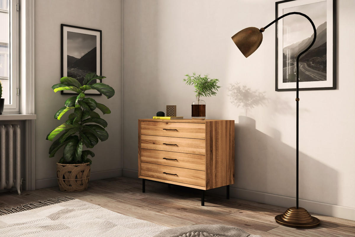 KOMMODE LEON Wildeiche - Wildeiche, Holz (97/80/45cm) - byoak