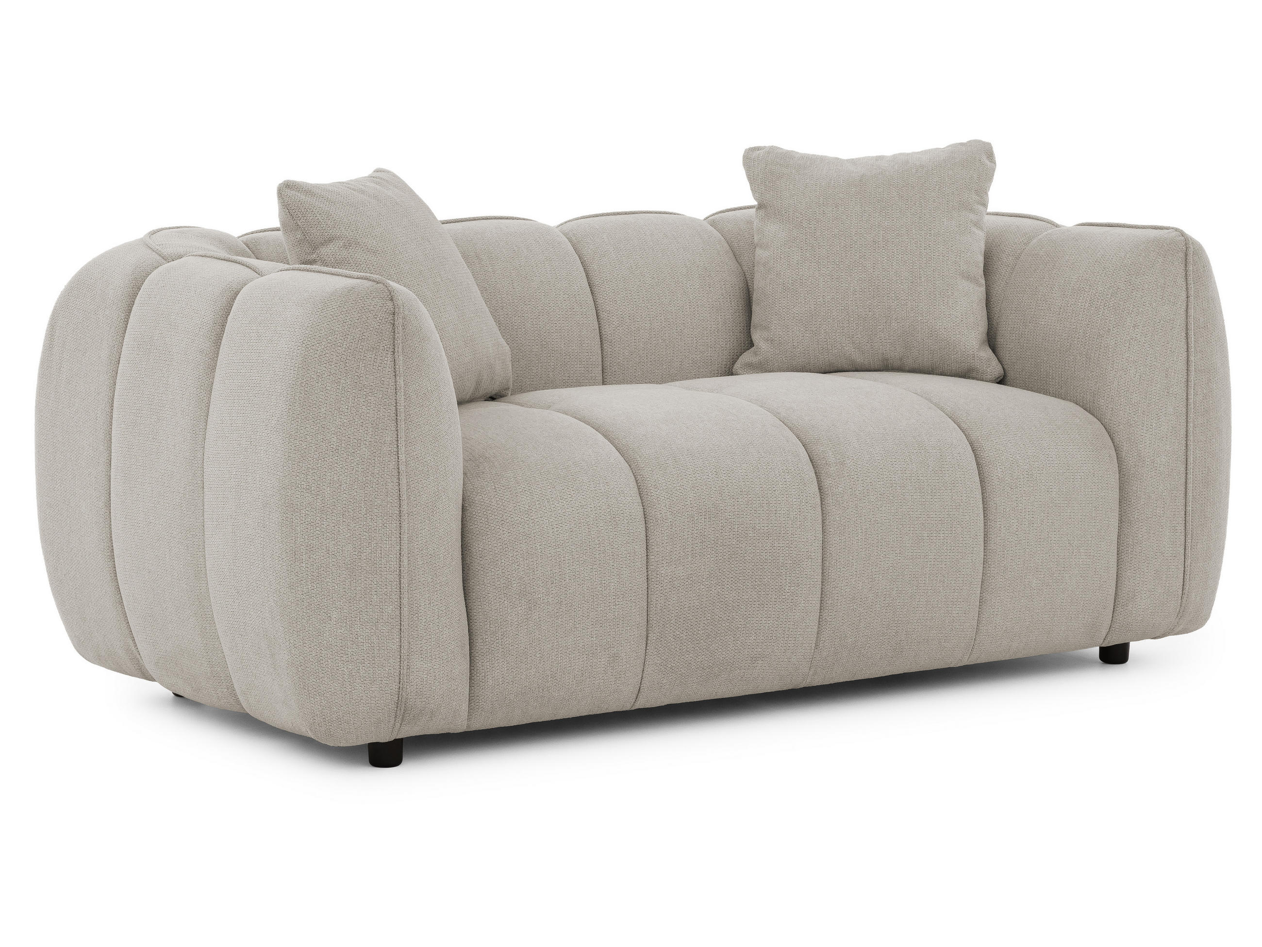 S-Style DVOUMÍSTNÁ POHOVKA Nubira v hluboce prošívaném designu Bubble z měkké strukturované látky v barvě taupe s moderním vzhledem