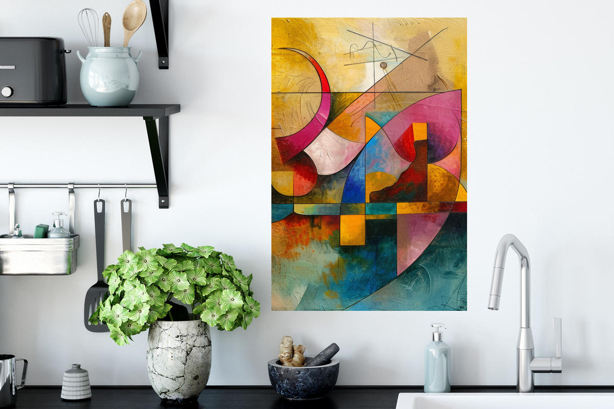 WANDTATTOO Kunst - Abstrakt - Modern 40x60 cm - Gelb, Kunststoff (40/60/0.1cm) - MuchoWow