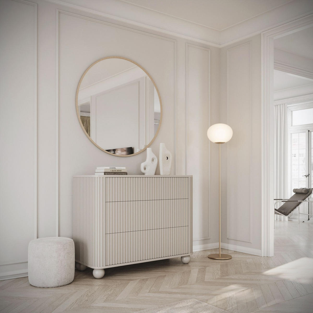 KOMMODE Arvello Greige 93 cm - Taupe, Holz/Holzwerkstoff (93.2/83.8/38cm) - Selsey