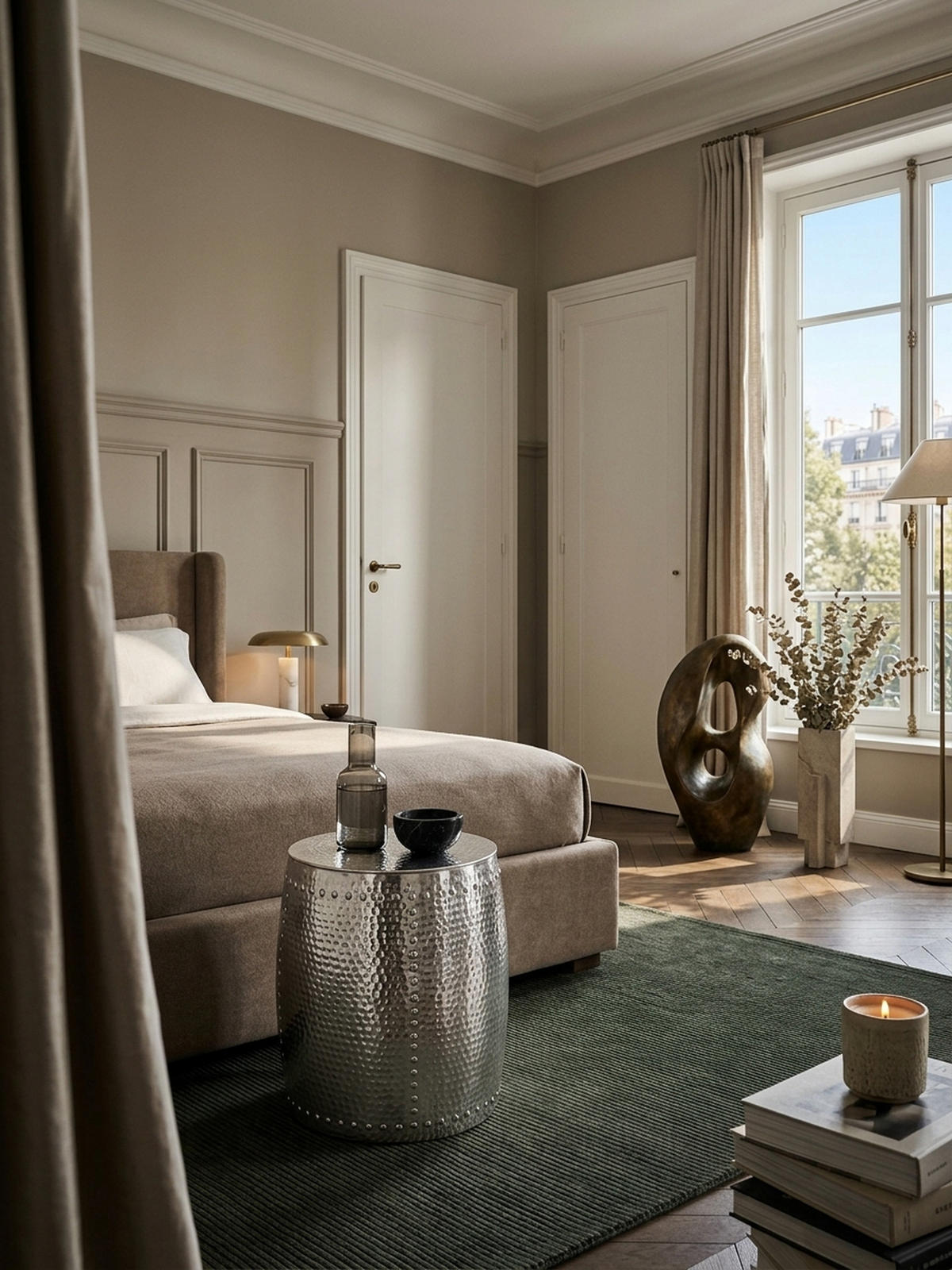 BEISTELLTISCH Aluminium Orientalisch Hammerschlag ENNS, Silber 42x42x49 cm - Silberfarben, Metall (42/42/49cm) - KADIMA DESIGN