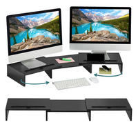 MONITORSTÄNDER Schwarz für 2 Monitore ausziehbar 105 cm - Schwarz, Holzwerkstoff/Kunststoff (27/105/10.5cm) - Relaxdays