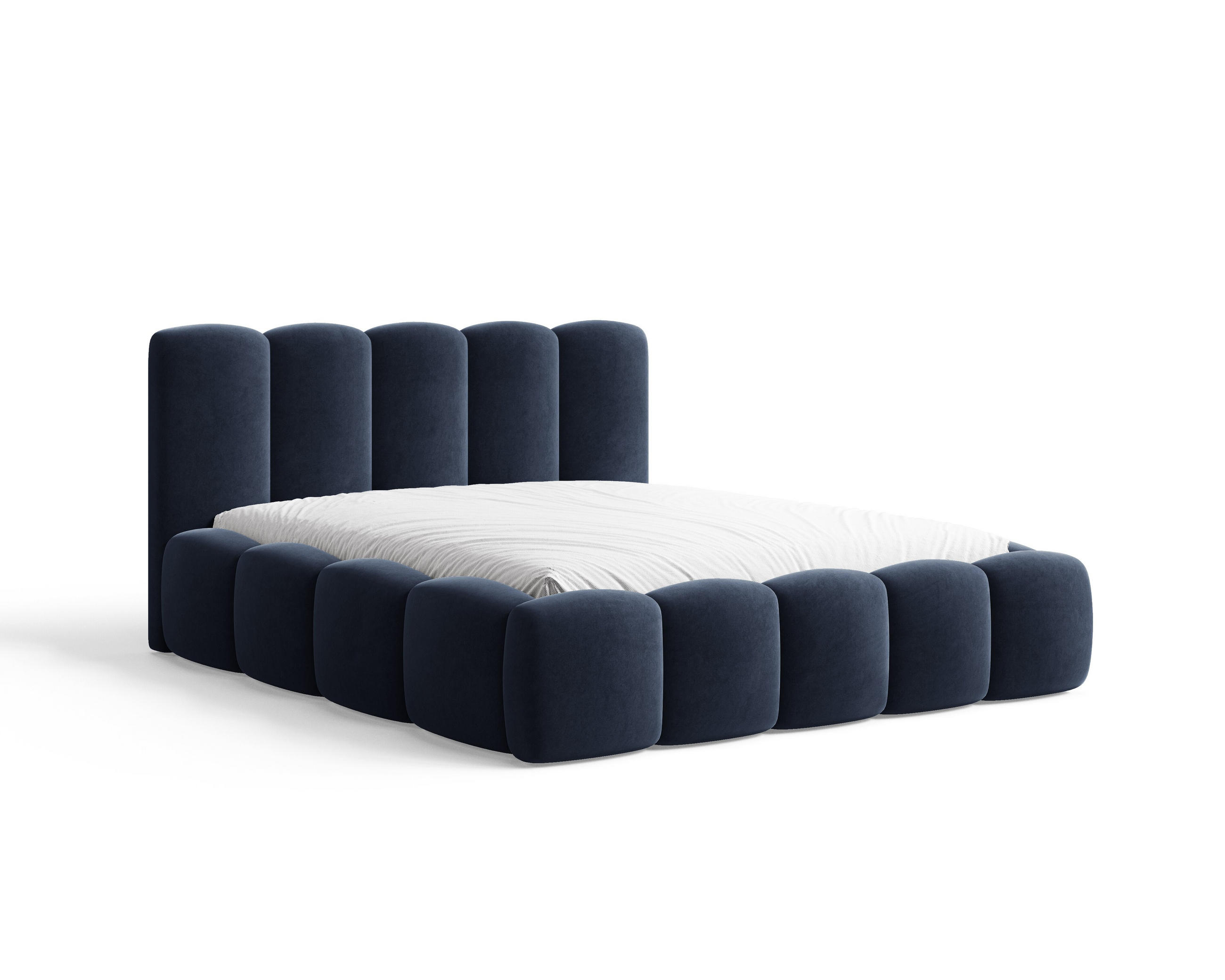 POLSTERBETT 18 - 160x200 cm – Riviera – Gepolstertes Bett mit Metall-Lattenrost - Dunkelblau, Holz (160/200cm) - ROYAL24_MARKT