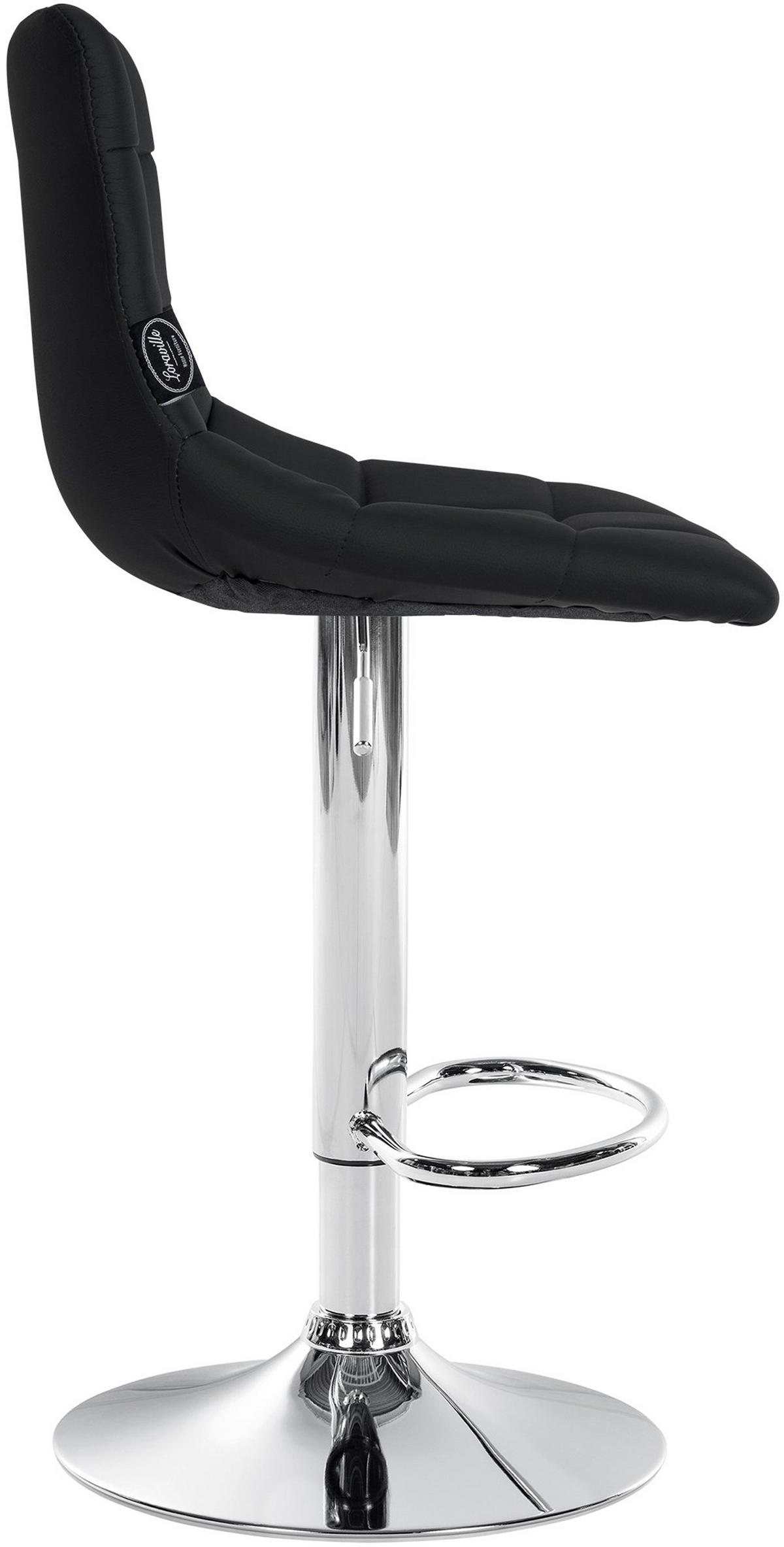 BARHOCKER 2er Set James Kunstleder chrom schwarz - Chromfarben/Schwarz, Kunststoff/Metall (43/108.5/46.5cm) - TPFLiving