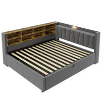 STAURRAUMBETT 140/200 cm DE-02067, in Dunkelgrau, mit Sofafunktion, USB-C und Hydraulik - Dunkelgrau, Metall (140/200cm) - ComfortXL