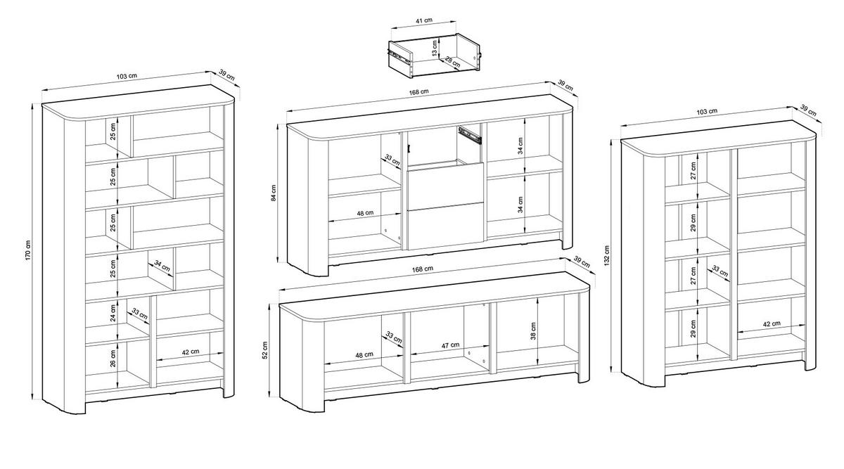 WOHNZIMMER-SET Bari Kaschmir / Gold (4er-Set) - Kaschmir/Creme, Holz/Holzwerkstoff (542/170/39cm) - Feldmann-Wohnen