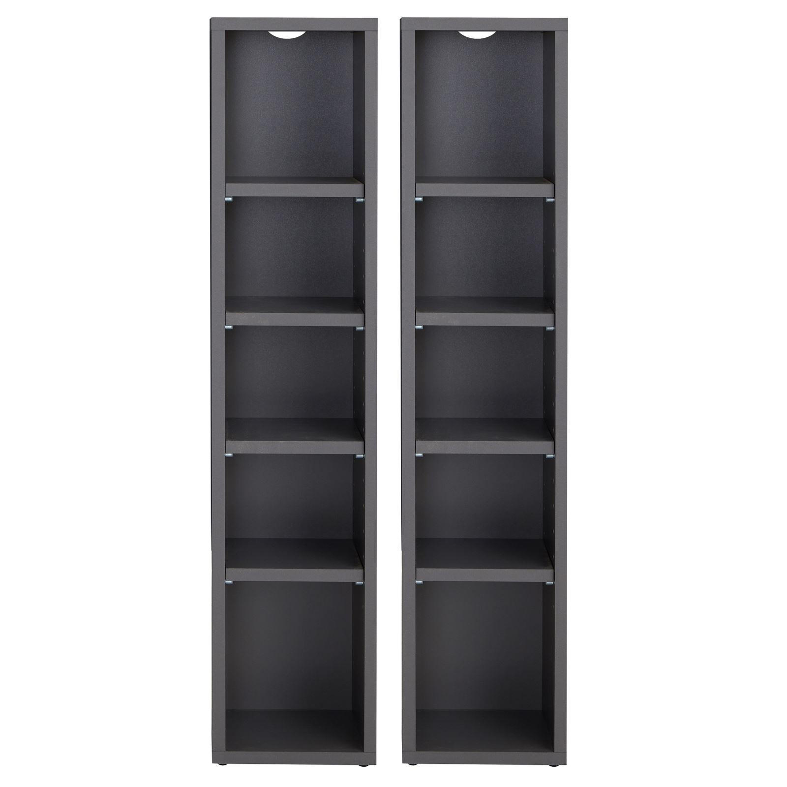 Thumbnail - CARO-Möbel Cd/Dvd-, Grau, Holzwerkstoff, Mode, 20x186x17 cm, Wohnzimmer, Regale, CD & DVD-Regale