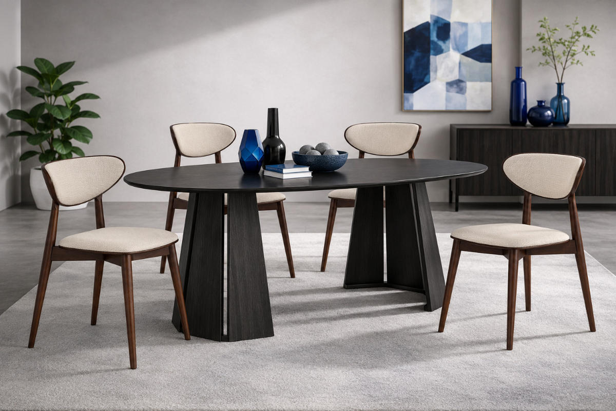 STUHL Ryga II 48 x 45 x 80 cm, mit gepolsterter Rückenlehne und Sitzfläche, beige, nuss warmia - Beige/Dunkelbraun, Metall (48/80/45cm) - Margaret Hadas24