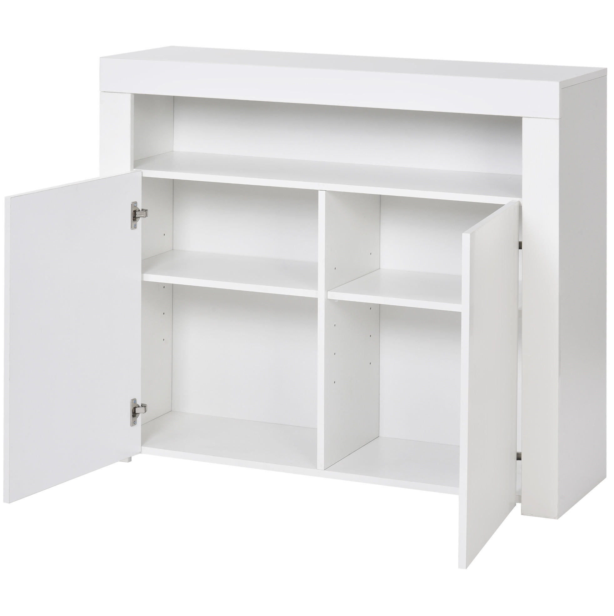 SIDEBOARD 108/40/92 cm mit LED-Beleuchtung, USB-Anschluss und Hochglanzfront aus Holzwerkstoff, Weiß - Weiß, Holzwerkstoff (108/92/40cm) - Redom