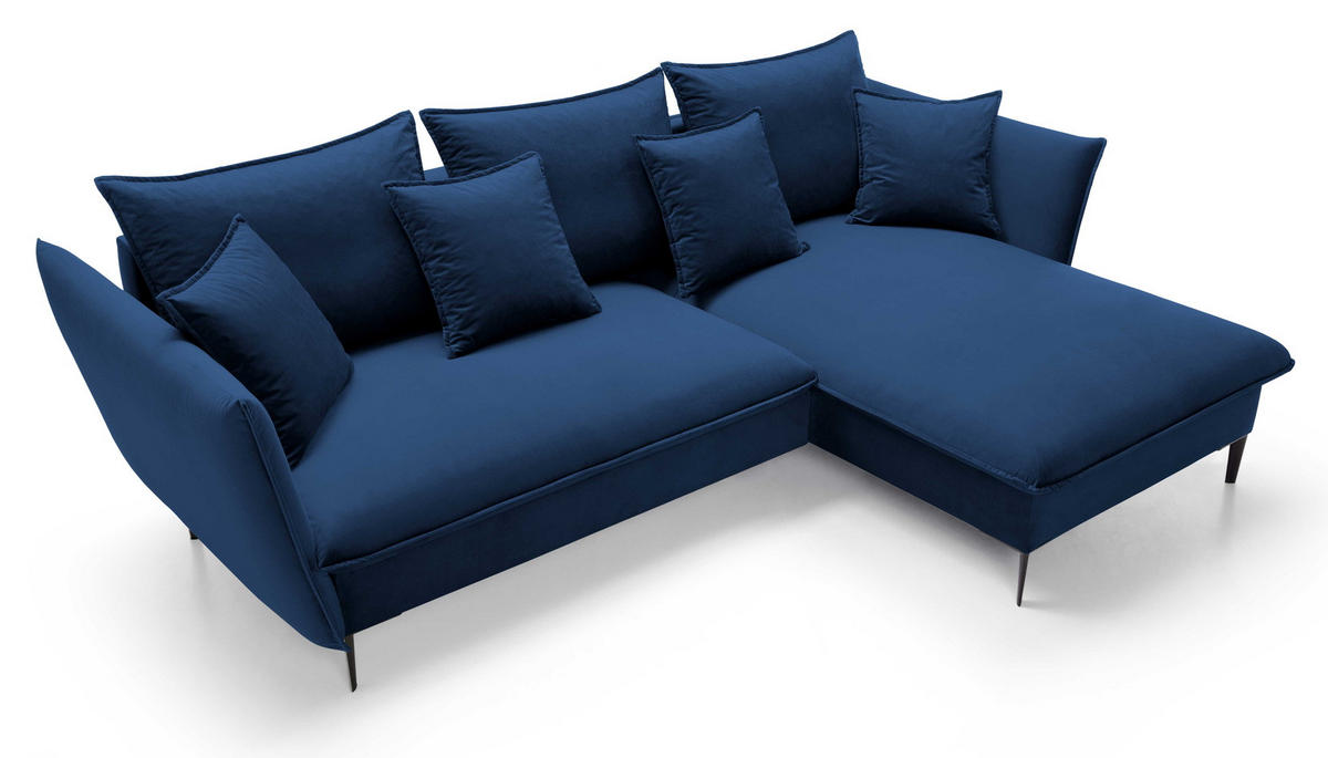 ECKSOFA Flavio mit Schlaffunktion, Bettkasten 260 cm, Rechts, Dunkelblau - Dunkelblau, Holz (167/258cm) - Emporius