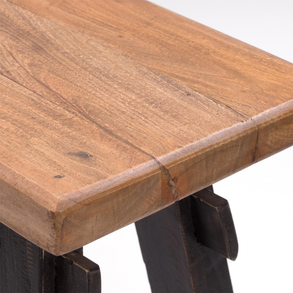 SITZBANK East 118 Mahagoni Recyclingholz massiv 04 schwarz-natur - Graubraun, Holz (118/53/28cm) - DESIGN DELIGHTS