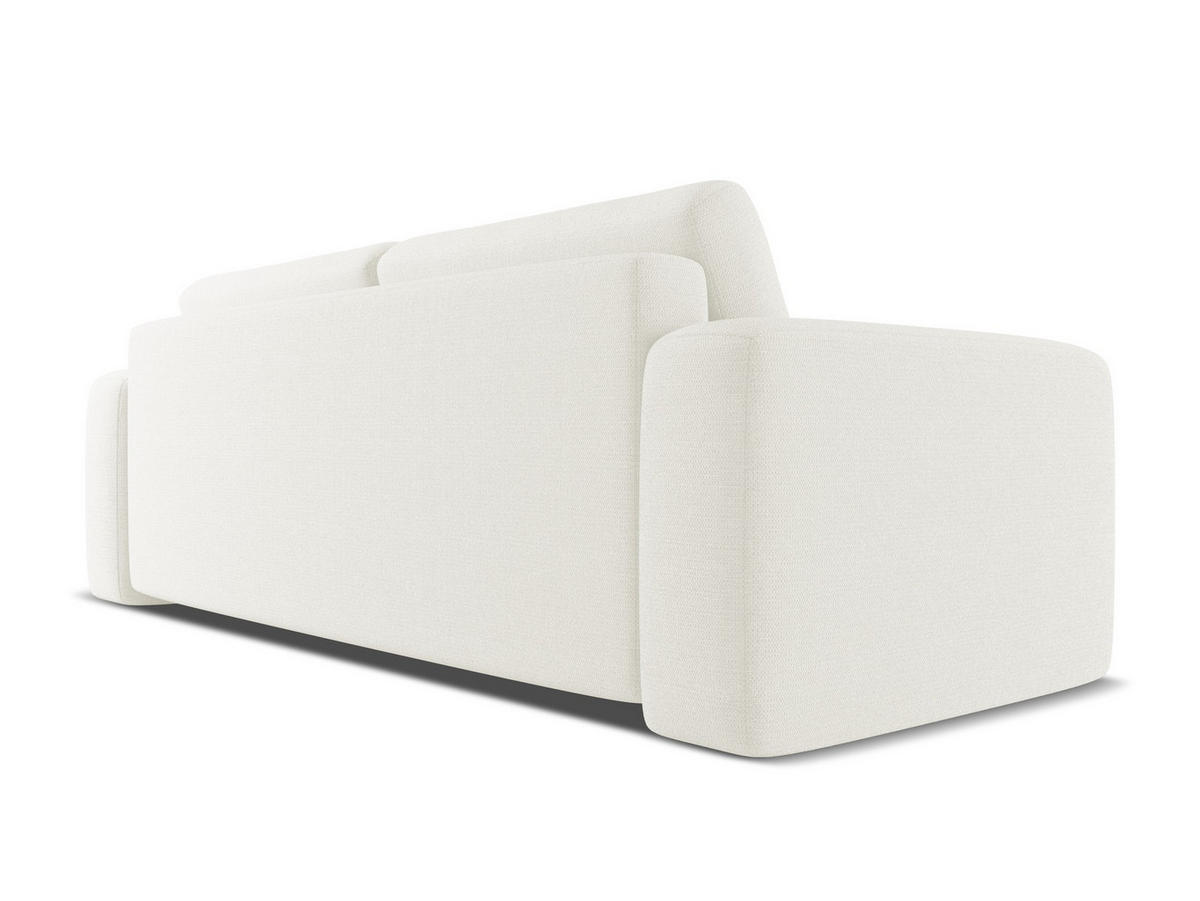 3-SITZER SOFA mit Schlaffunktion Chenille Stoff Weiß - Schwarz/Weiß, Kunststoff/Textil (242/91/100cm) - Makamii