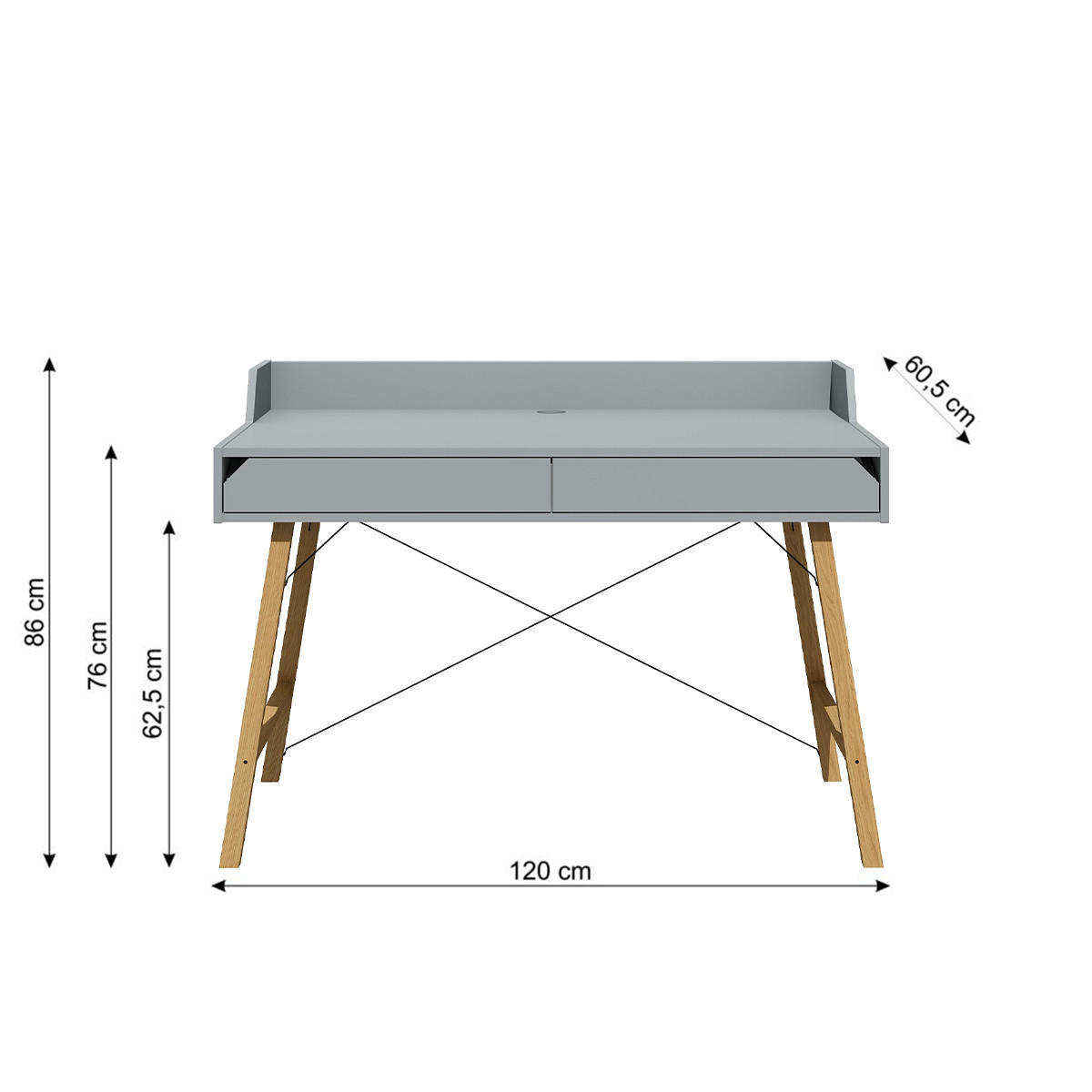 PSACÍ STŮL Grey - šedá, kompozitní dřevo (60/120/86cm) - Petits-meubles