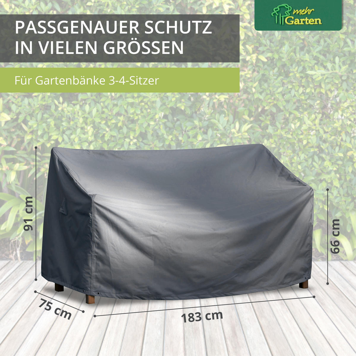 GARTENBANK ABDECKUNG SHP-20146 - Grau, Kunststoff (183/91/75cm) - mehr Garten
