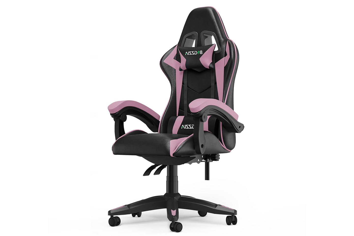 GAMING-STUHL ergonomisch, verstellbare Rückenlehne, Kissen – Schwarz/Pink - Pink, Leder (59/120/56cm) - Rattantree