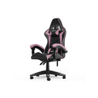 GAMING-STUHL ergonomisch, verstellbare Rückenlehne, Kissen – Schwarz/Pink - Pink, Leder (59/120/56cm) - Rattantree